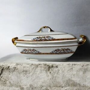 oval covered serving bowl tureen Epiag "Elyrian" pattern Bohemian Art Deco Era